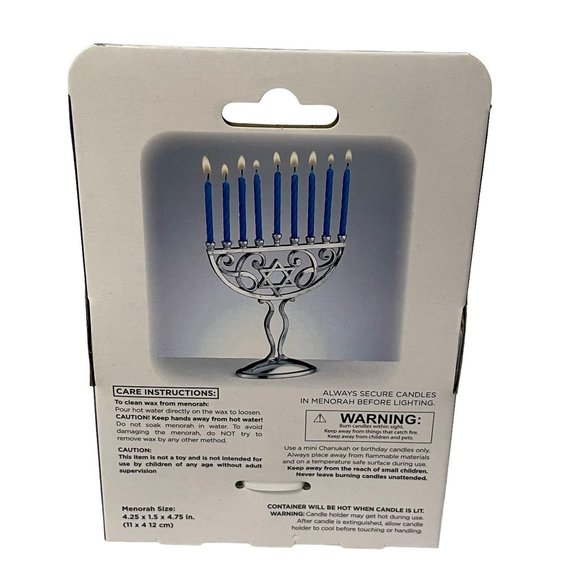 Rite Lite Mini Menorah Silver and Chanukah Candles Set Blue Pack of 44 Candles - Picture 3 of 11